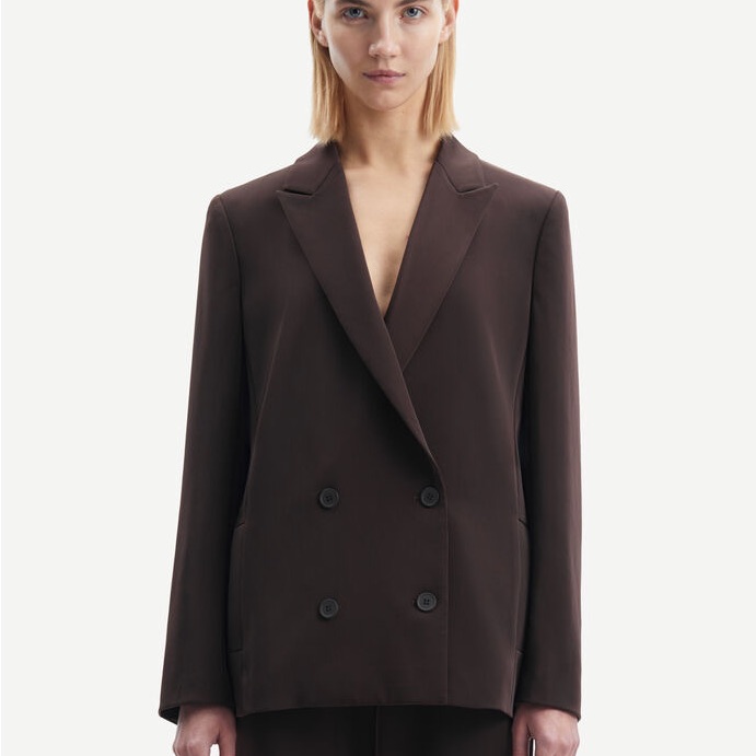 Rtr Samsoe Samsoe Hoys Blazer 7331 Color Mole Doublebreasted Blazer, Size Medium